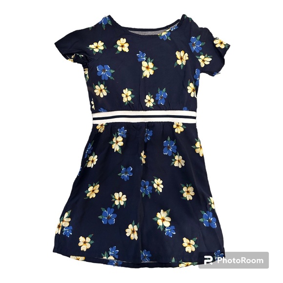 Old Navy Dark Floral Navy Dress 6-7 - Picture 1 of 2